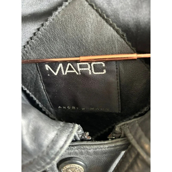 Marc Andrew Mens Long Sleeve Zip Up Motorcycle Leather Bomber Jacket Black Sz XL - Picture 16 of 16